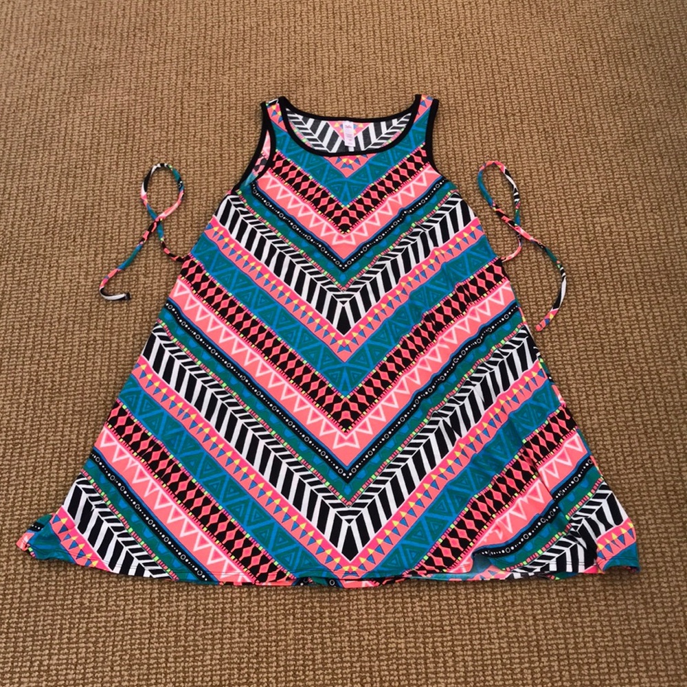 Girls A line style dress with self tie at waist